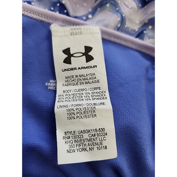 Under Armour One Piece Swimsuit Girls 16 Nebula Purple Waves NEW - Picture 4 of 6